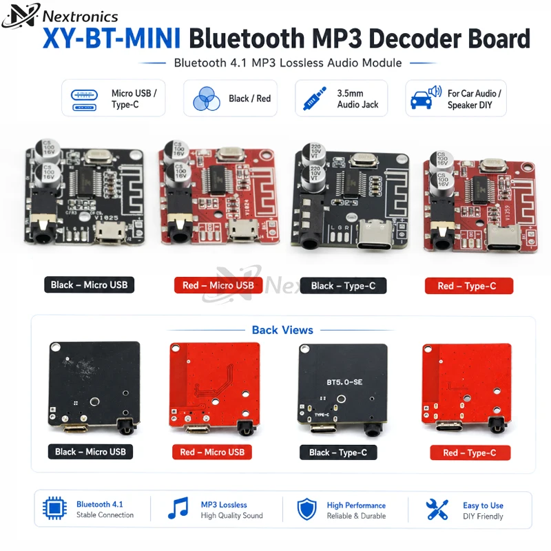 1/3/5PCS DIY Bluetooth Audio Receiver Board BT 4.1/5.0 MP3 Lossless Decoder Board Wireless Stereo Music Module DC3.7-5V