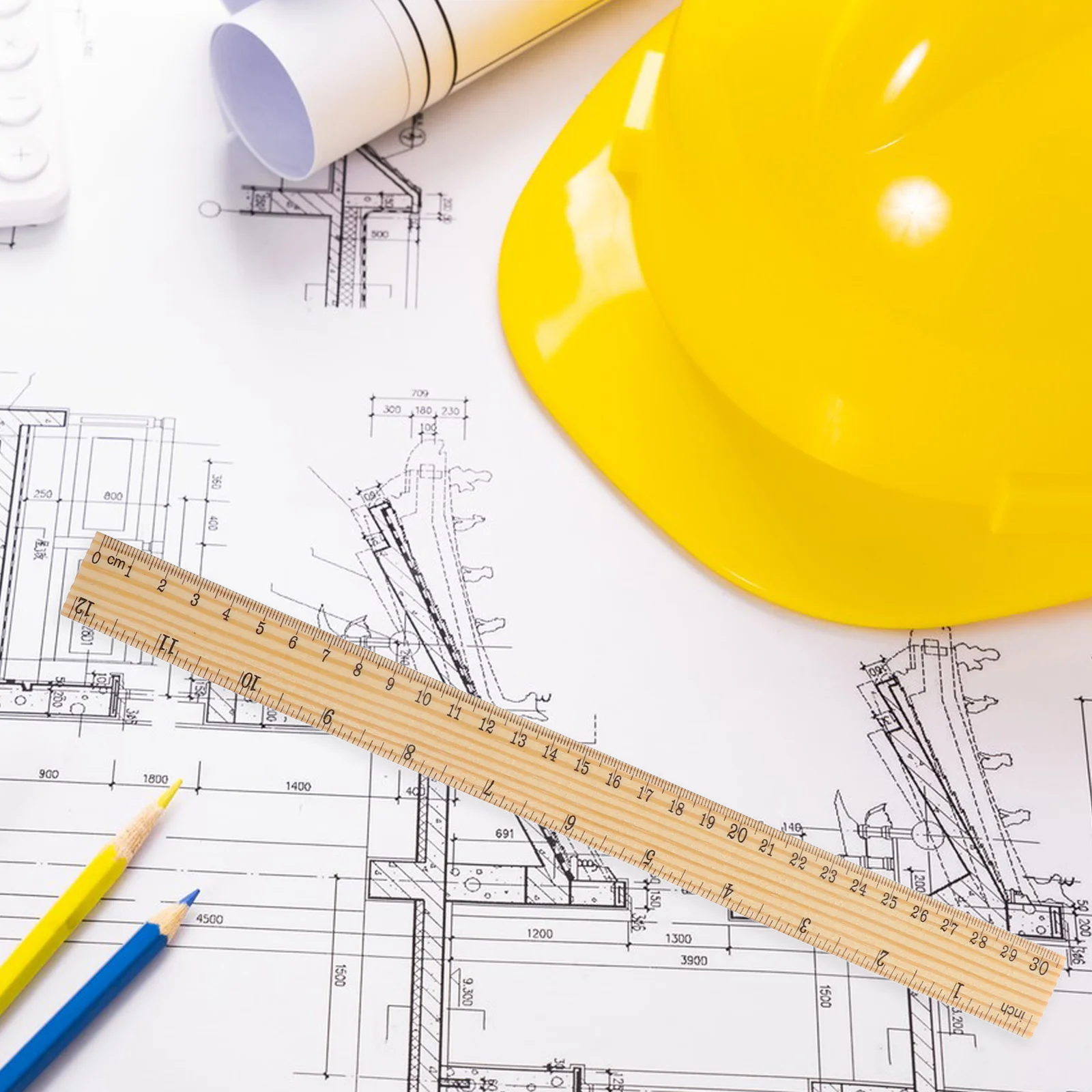 10pcs Wooden Ruler Wood Measuring Ruler Tailors Carpenters Office Metric Scale Clear Markings Craft Art Rulers Bulk