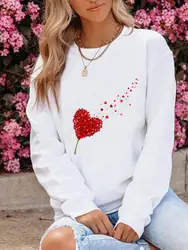 Sudaderas estampadas con estampado de diente de león para mujer, jerséis informales con cuello redondo, ropa de moda para otoño y primavera