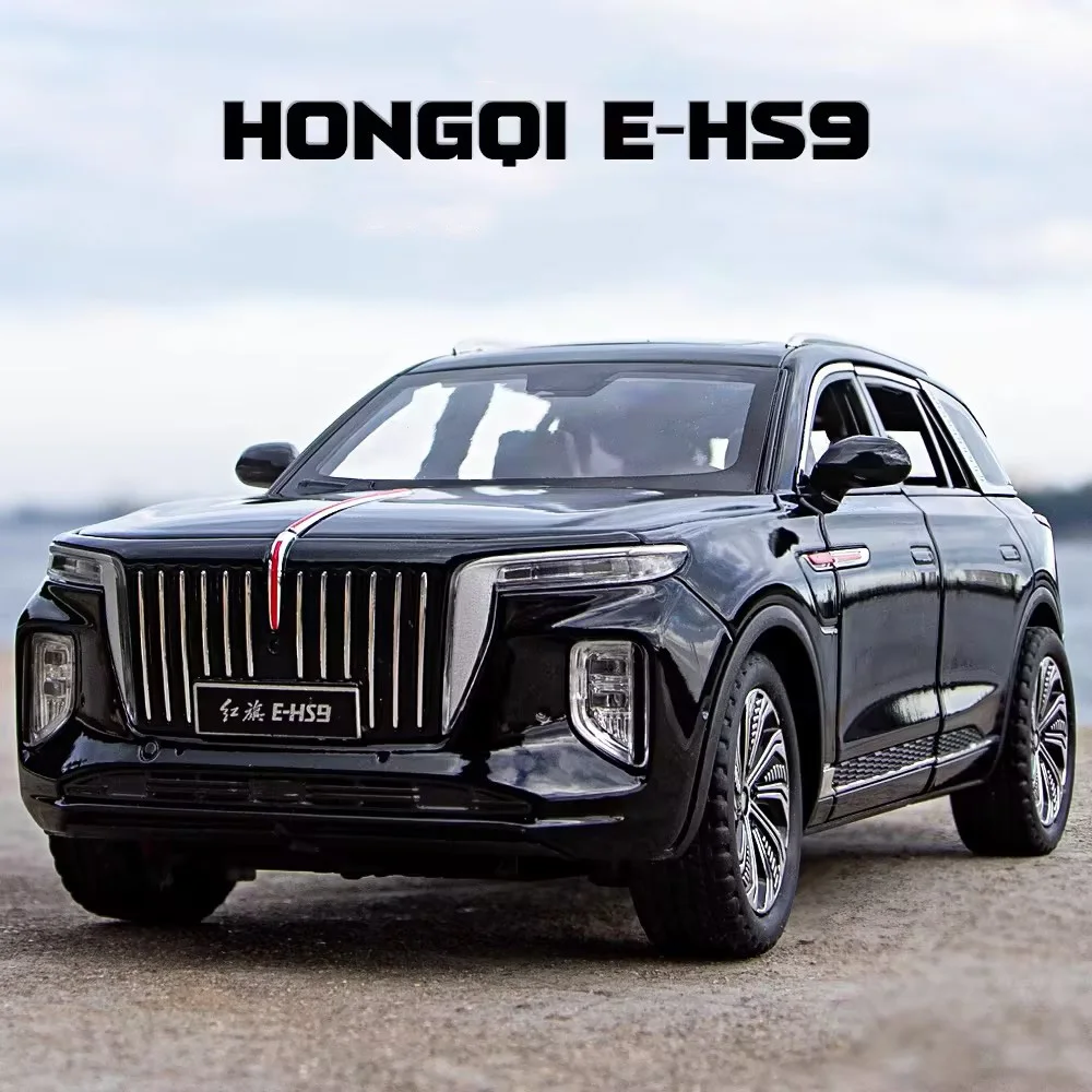 1:24 HONGQI E-HS9 Autos Spielzeug Legierung Diecast Modell Rad Zurückziehen Miniatur Auto mit Licht Sound Fahrzeug Kinder Kindertag Geschenke