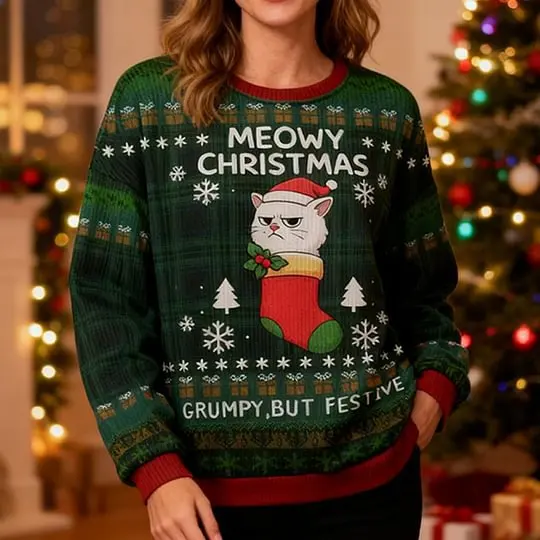 Nuovo maglione stampato con collo rotondo stampato in 3D per uomo e donna, stessa vigilia di Natale, tendenza in stile europeo e americano