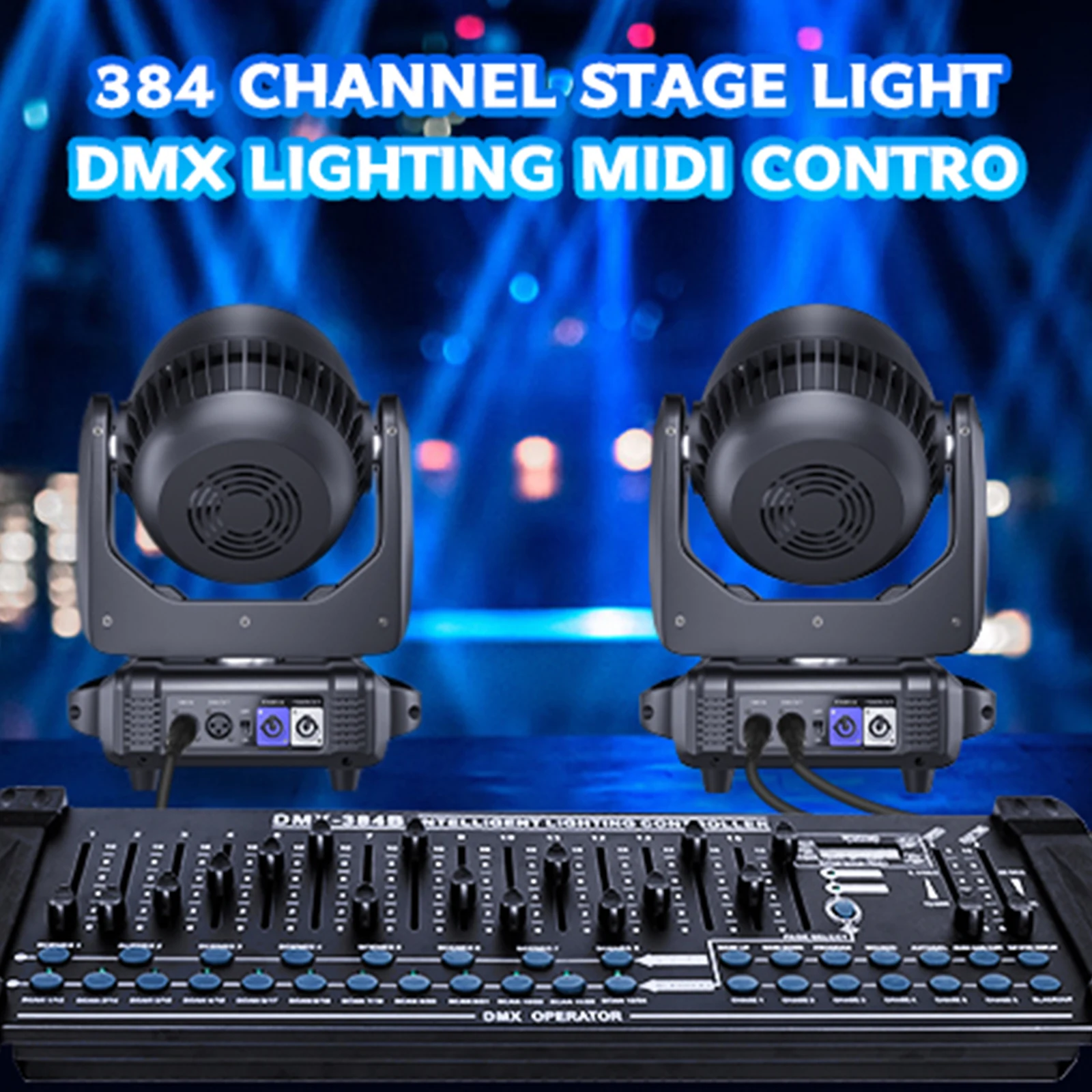 Black DMX and MIDI Operator 384 Channel Light Controller DMX512/1990 Standard for Live Concerts KTV DJs Clubs