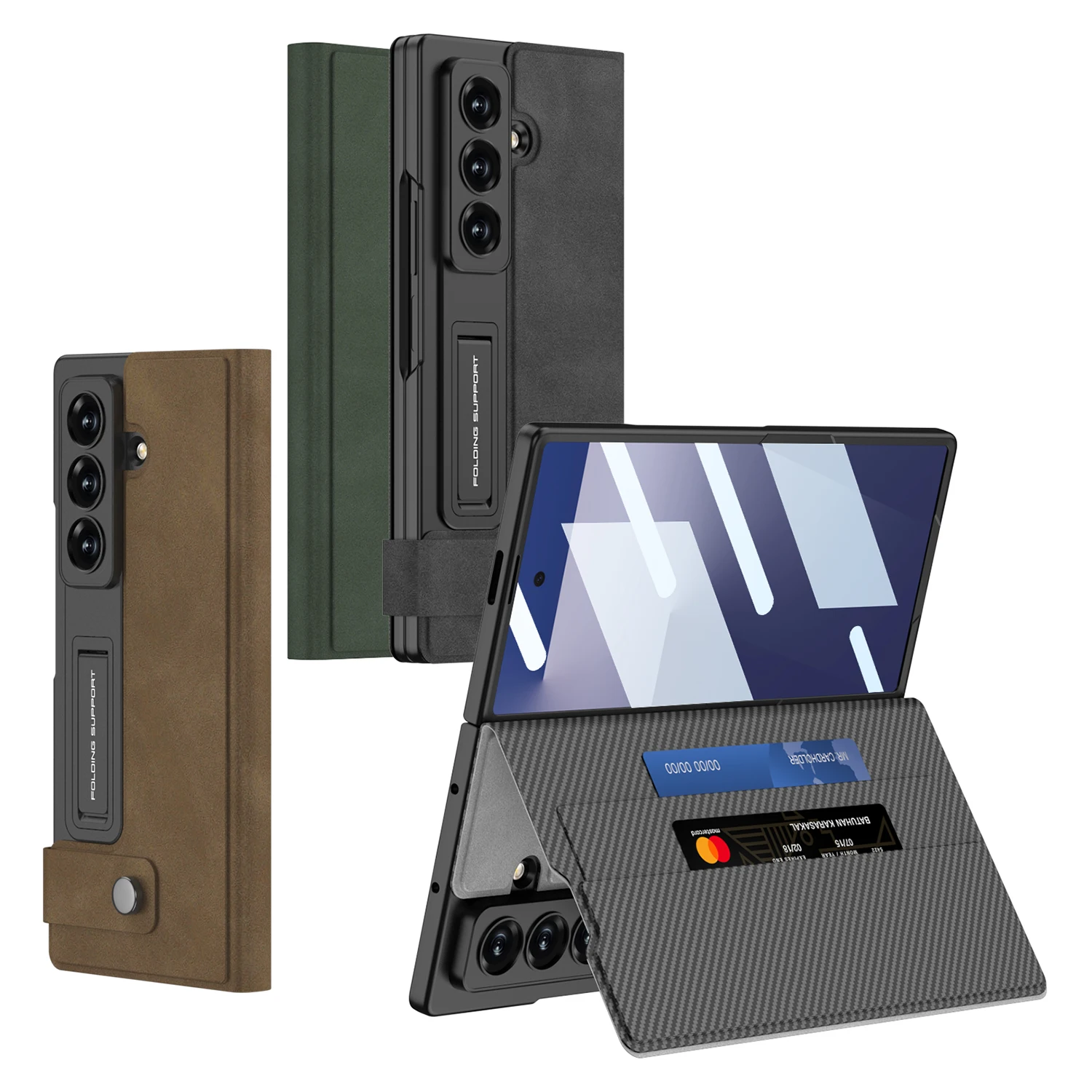 

Чехол для Samsung Galaxy Z Fold 7, роскошный чехол-кошелек из искусственной кожи с подставкой для карт, защитный чехол для Z Fold 7, чехол с полным покрытием