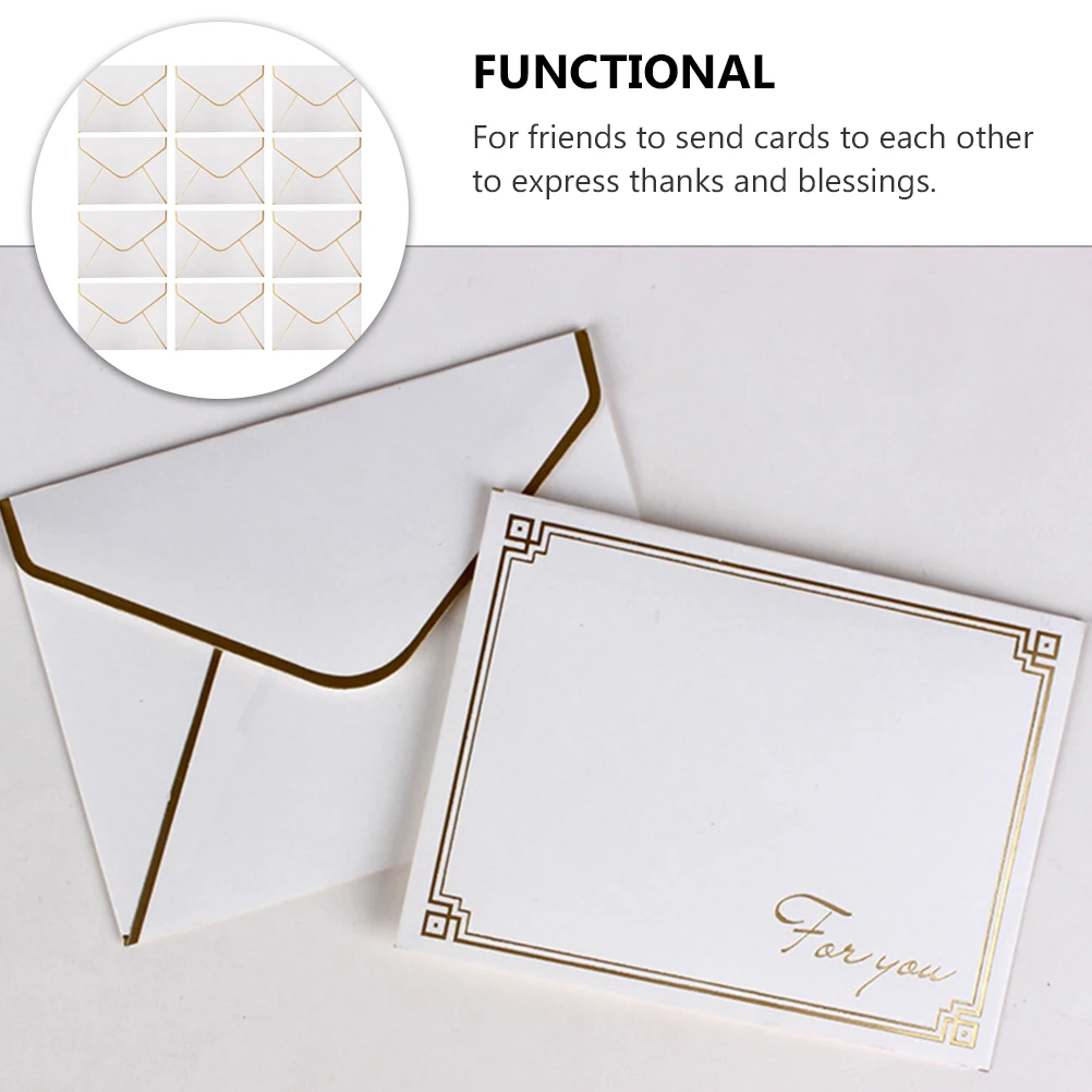 

50 Pcs Thank You Cards with Envelopes Greeting Exquisite White Paper Storage
