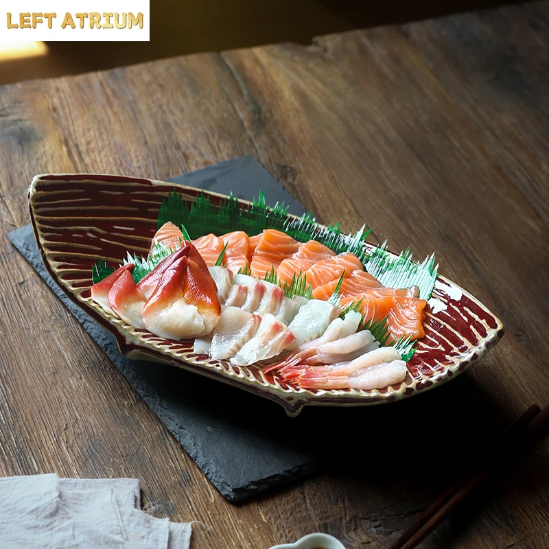 

Vintage Ceramic Irregular Plate Pasta Dish Dessert Dish Sashimi Plate Sushi Dish Serving Plate Japan Style Restaurant Tableware