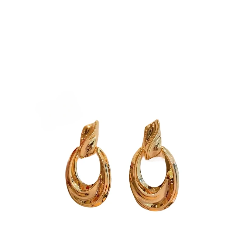 

Premium sense exaggerated metal cold wind big earrings retro gold earrings temperament simple
