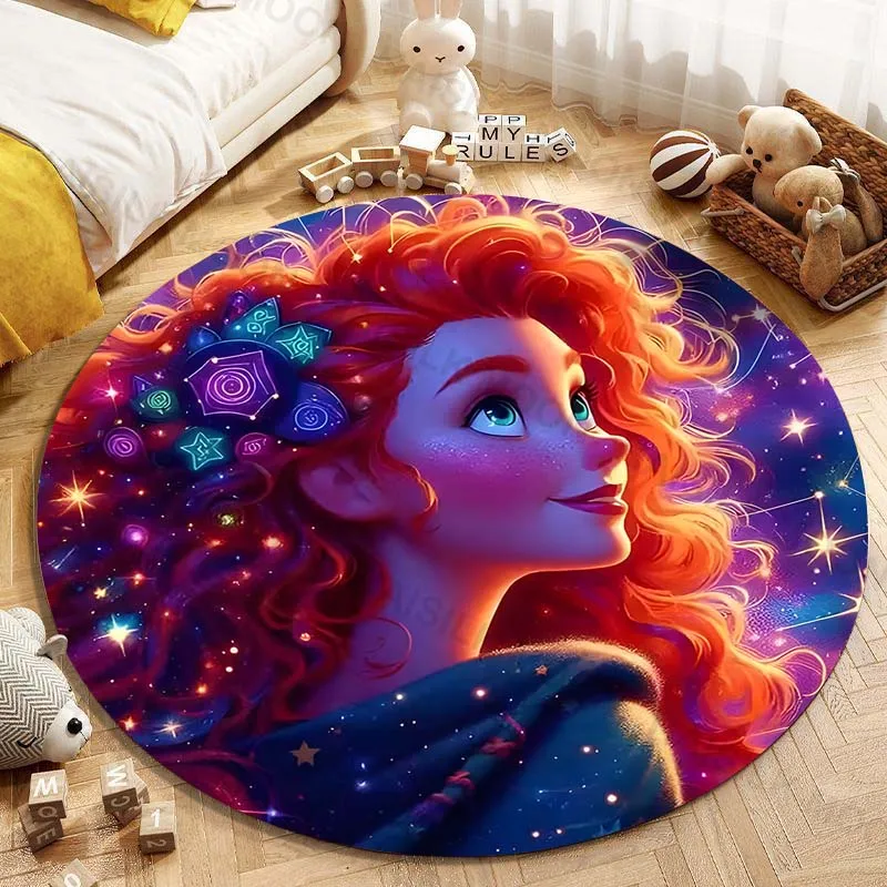 5 Sizes Disney Brave Merida Princess Printing Round Carpet Living Room Bedroom Table and Chair Sofa Decorative Carpet and Rug