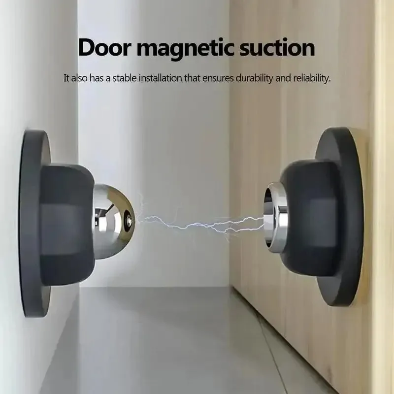 Silicone Door Suck Strong Magnetic Anti-collision Door Stops White Black Mute Door Touch Windproof Free-punch Hardware Accessory