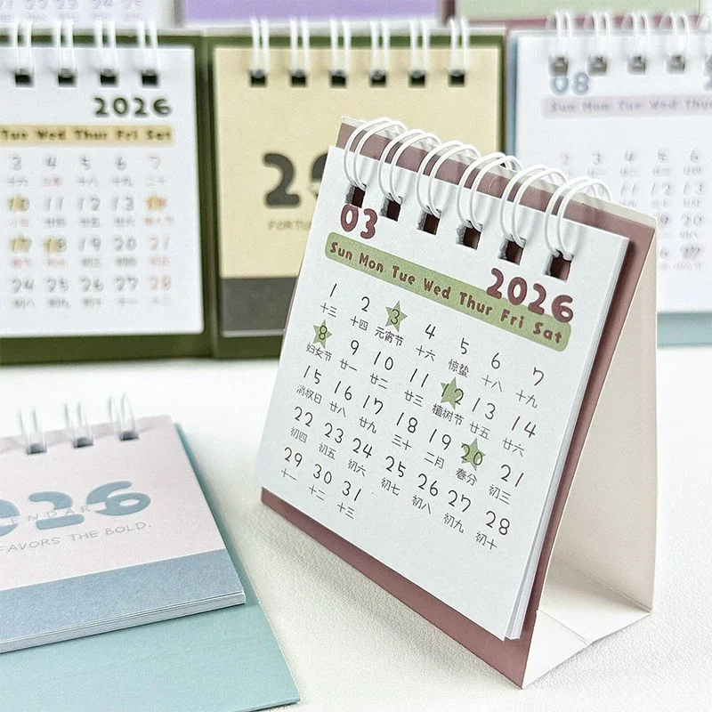 Mini calendário simples pequeno calendário de mesa bobina criativa calendário planejador decoração de mesa papelaria de escritório