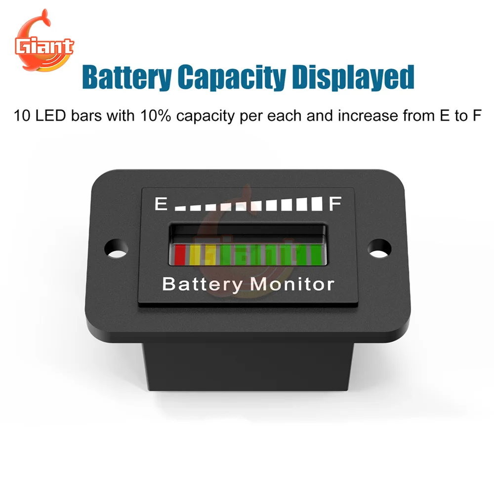 DC 12V/24V/36V/48V wskaźnik naładowania baterii miernik poziomu baterii LED wodoodporny miernik Alarm z ekranem Tester baterii niski poziom