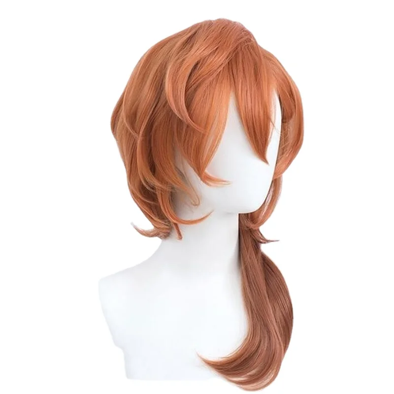 High Quality Anime Bungo Stray Dogs Chuya Nakahara Chuuya Cosplay Wig Heat Resistant Synthetic Hair Wigs + Wig  Headwear