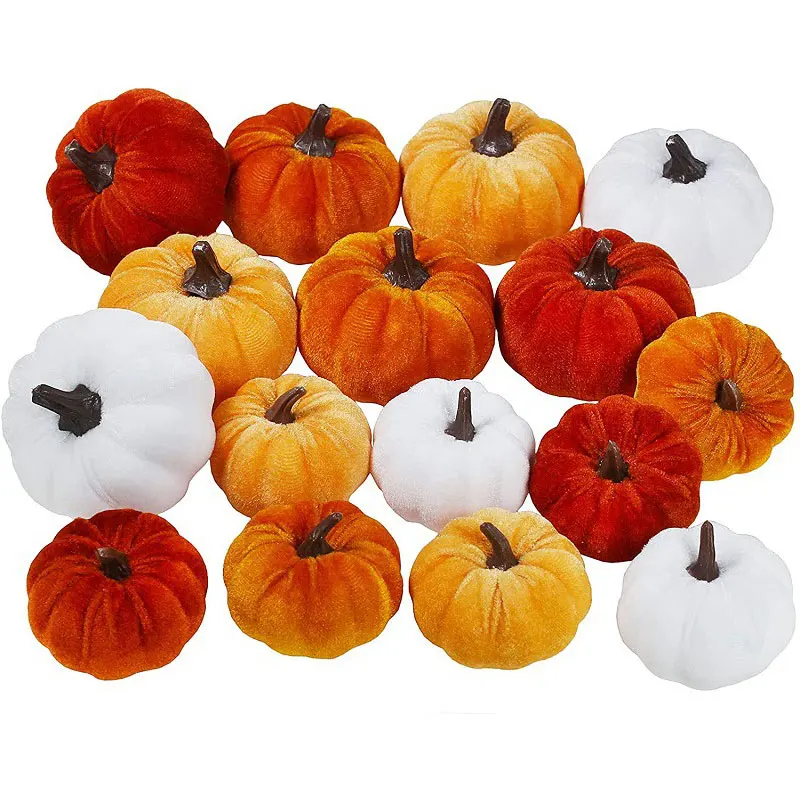 5.5/8/10cm Velvet Pumpkin Halloween Decoration Soft Foam Stuffed Simulated Pumpkin Artificial Pumpkin Autumn Fall Ornament