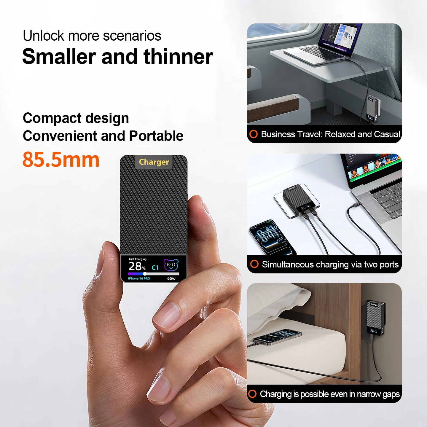 Ultra Thin 72W GaN Travel Charger Quick Charge 4.0 PD3.0 PPS USB Type C Adapter for iPhone Huawei Samsung for MacBook Laptop