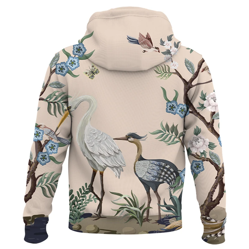 New Autumn Hot New 3D Printing Flower, bird and plant illustration Men's Hoodie Teenager Casual Hip-hop Sweatshirt Pullover Coat