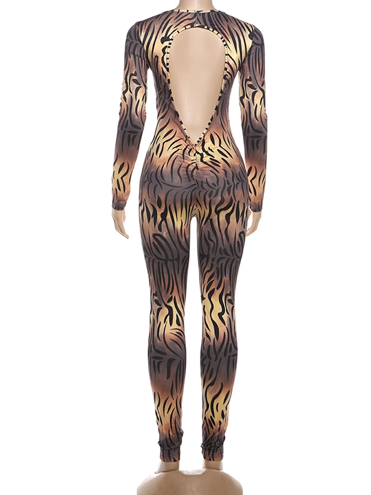 Nibber التدرج النمر طباعة حللا المرأة عارية الذراعين الخوخ بعقب ساحة طوق كم كامل نحيل مثير الشارع أزياء وتتسابق