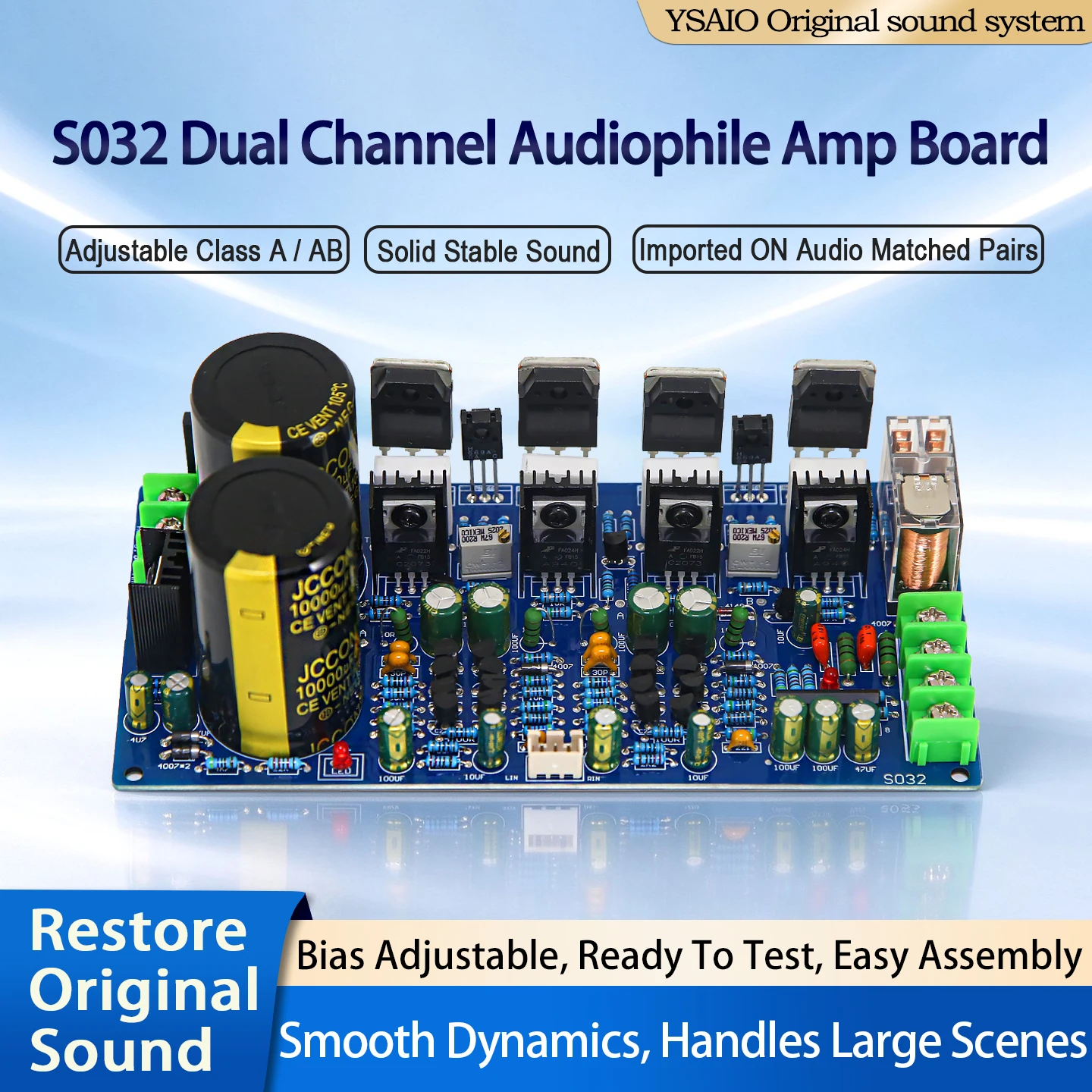 Audio Amplifier Board - Ysaio S032 – высокомощная плата аудиоусилителя,