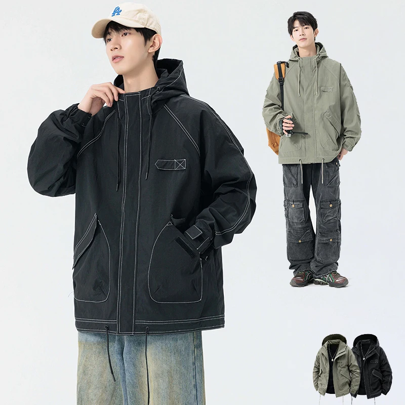 

Male Sports Jacket Outdoor Hooded Jacket Solid Breathable Running Climbing Hiking Men Casual Fashion Sports Jacket Spring Autumn