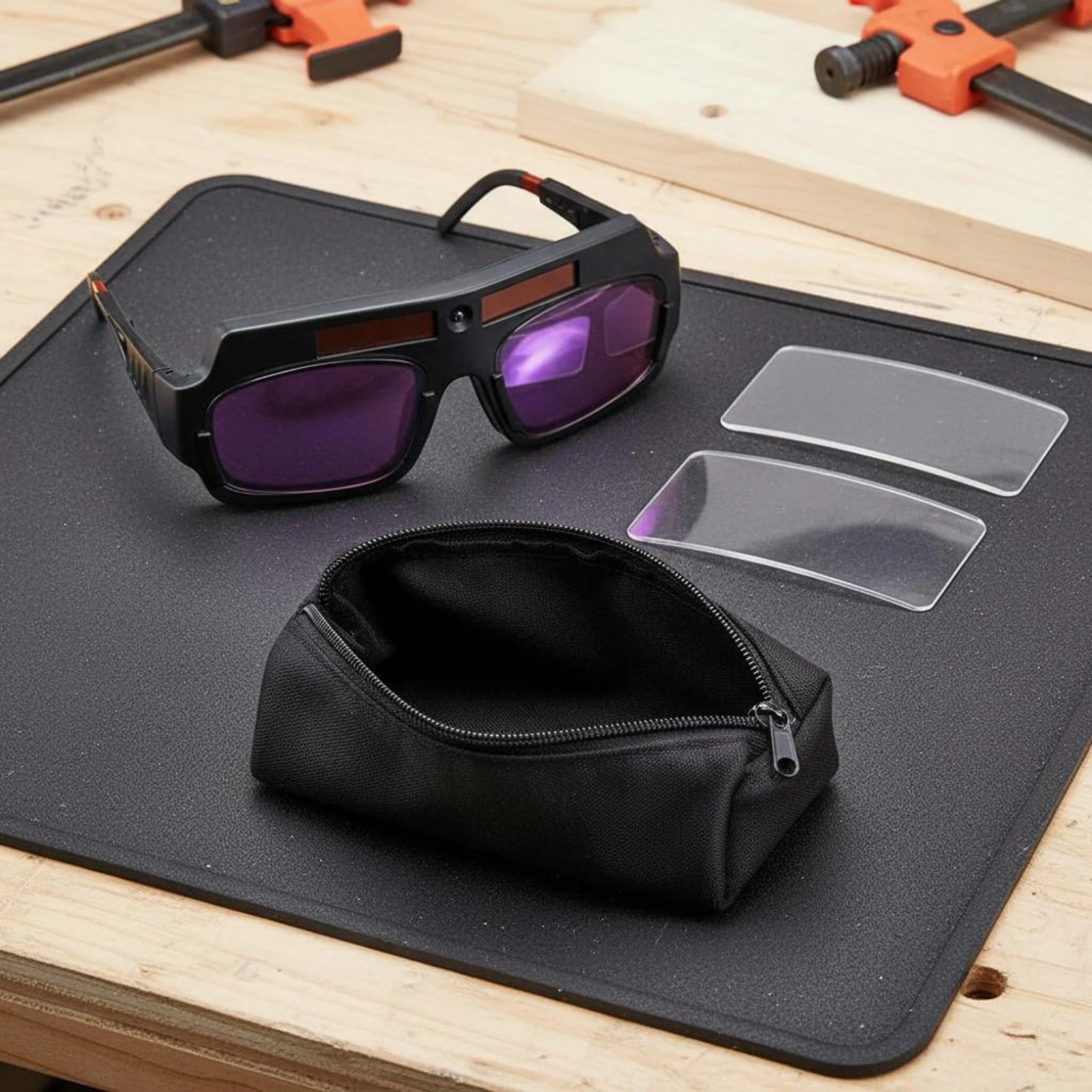 Auto Darkening Goggles Adjustable Temples Curved-Fit Fusing Goggles Safety Gear Soft Rubber Eye Protection Comfortable Fit