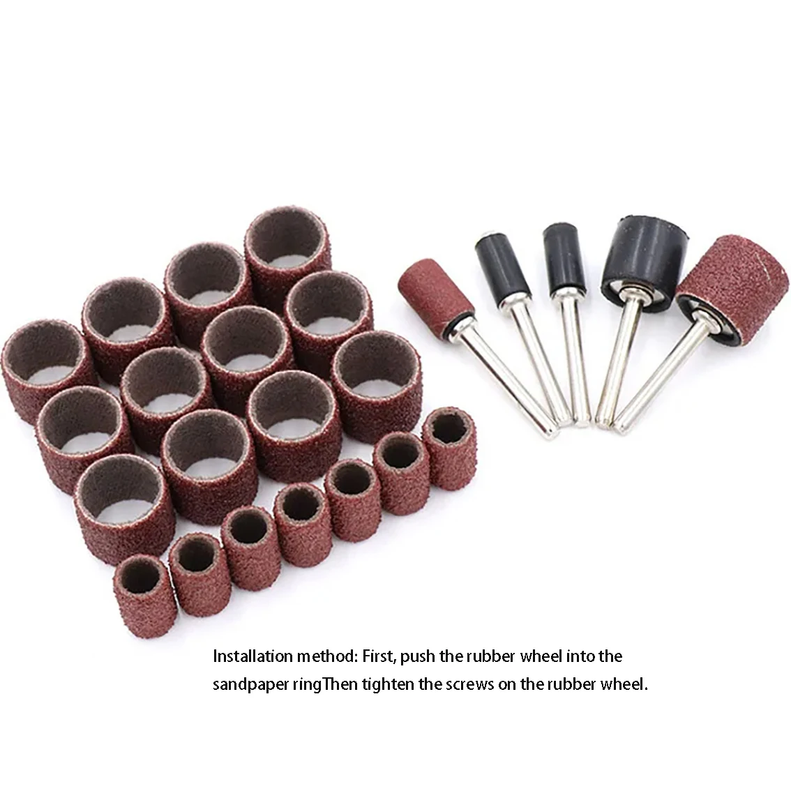 20PCS Diameter 8mm 15mm Drum Sand Belt Metal Rust Removal Woodworking Root Carving Tool Honey Wax Bodhi Polishing Wheel