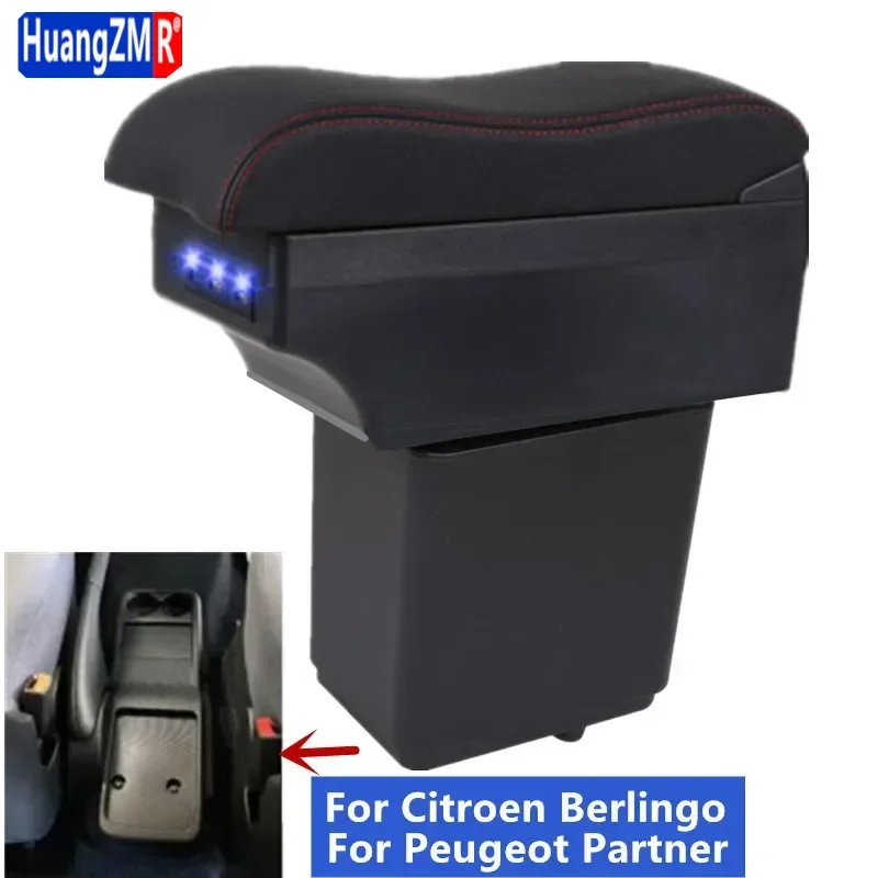 For Citroen Berlingo Armrest Box For Peugeot Partner tepee Car Armrest Central storage Box Retrofit with USB Car Accessories