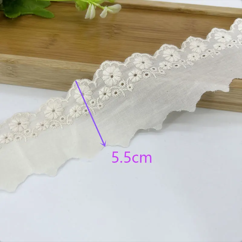 1Yard 5.5cm Width Flower Embroidered Lace Fabric Trim Ribbons DIY Sewing Handmade Materials lace for needlework