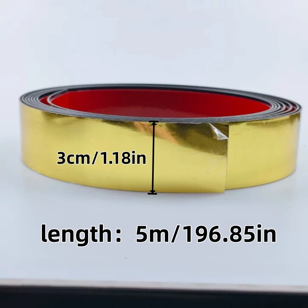 1roll 5mX3cm Self Adhesive Peeling and Pasting Mirror Frame, Living Room Ceiling Background Wall Decoration Wall Sticker