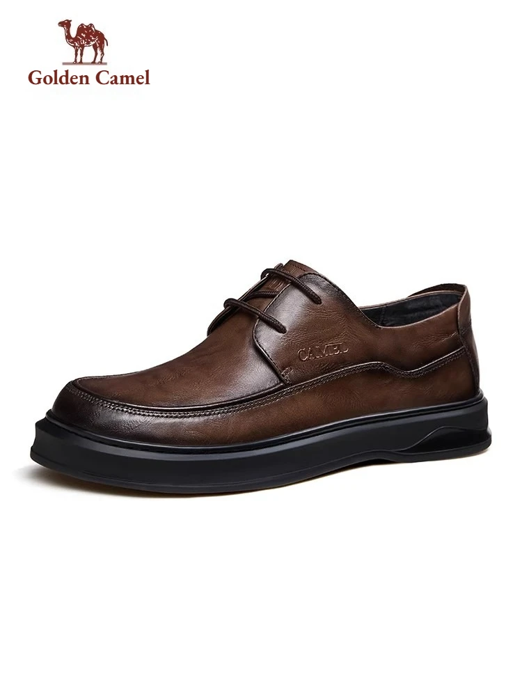 Golden Camel Men's Shoes 2026 New Brand Design Soft Soles Non-slip Velvet Warm Leather Shoes Business Casual Soft Sole Loafers