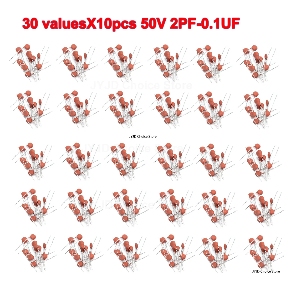 300 Buah/Lot 50V 2PF-0.1UF 30 ValueX10pcs Kapasitor Keramik Berbagai Macam Kit Paket Komponen Elektronik 2pF 30pF 100pF 1nF 10nF