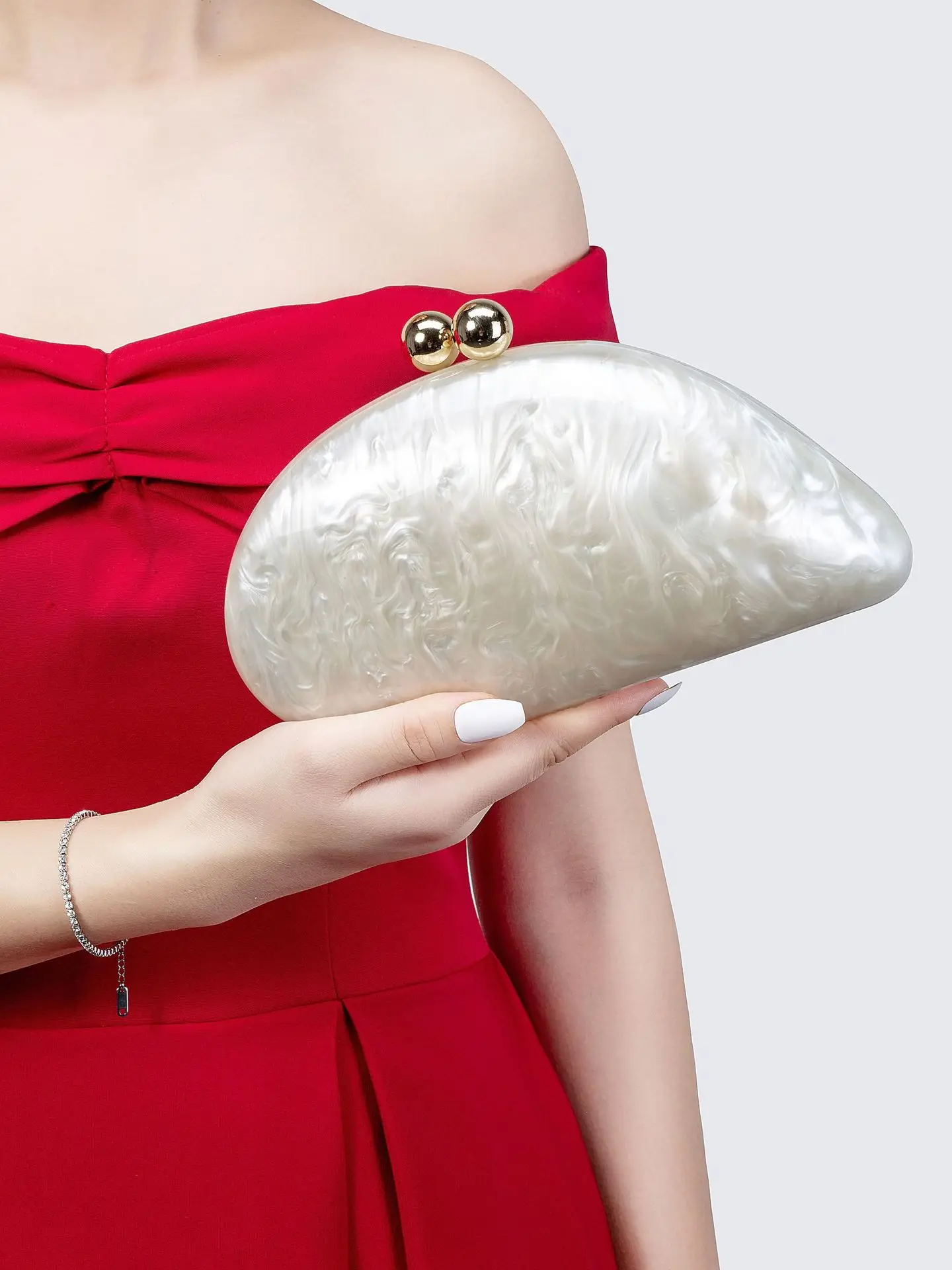 

Stylish Acrylic Shell Evening Bag for Women Wedding Party Clutch Crossbody Shoulder Purse Handbag