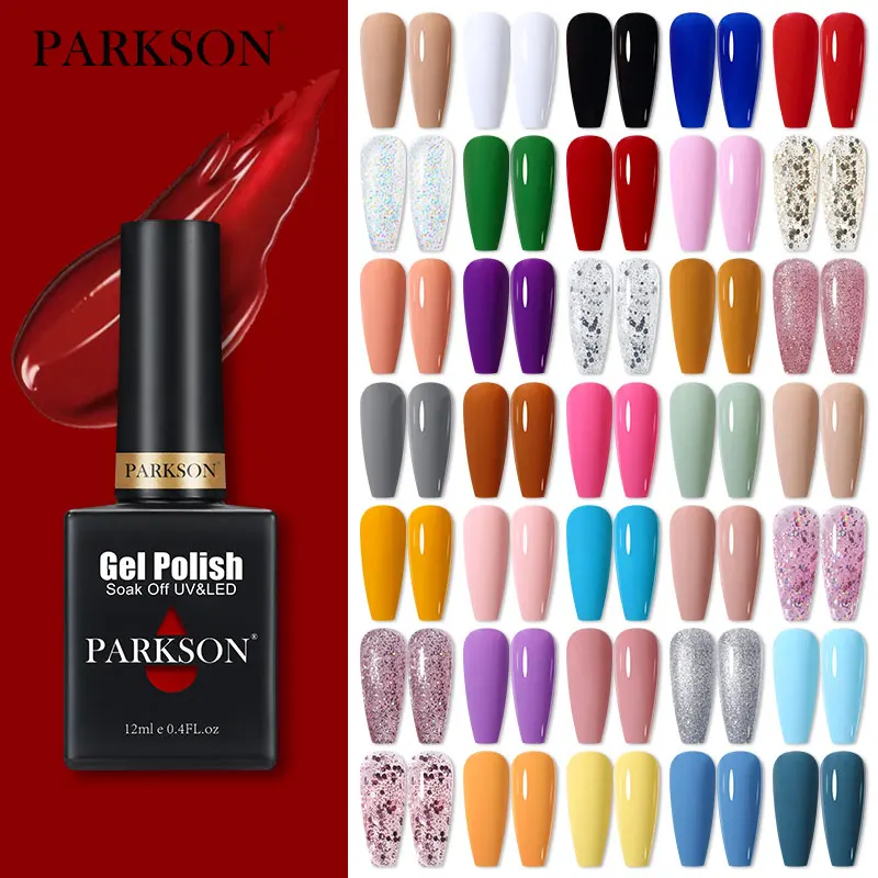 Parkson 12ml Nail Gel Polish Semi Permanent Base And Top Coat  Gel Varnish Colorful LED UV Soak Off Nail Art Maincure At Home