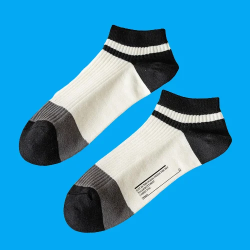 5/10 Pairs Double Needle Simple Sweat-wicking Boat Socks Breathable Men's Socks Men's Summer Thin Cotton Shallow Mouth Socks