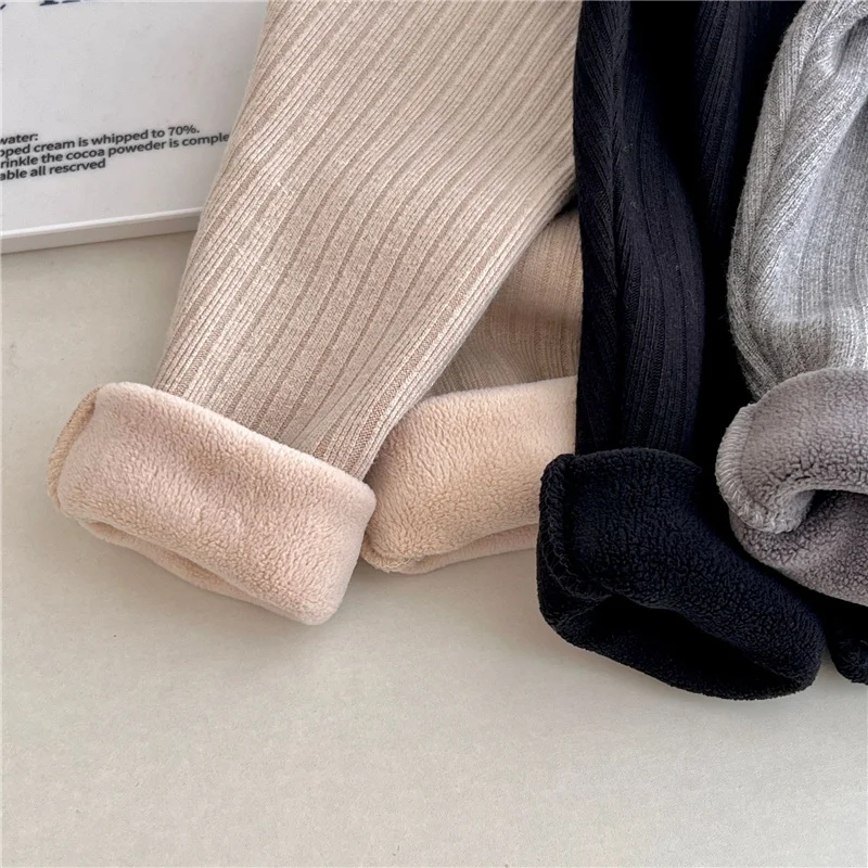 Girls Padded Leggings Kids Clothing Thicken Fleece Warm Knit Pants Autumn Winter Childrens Plus Velvet Bottoms Trousers 2-8 Year