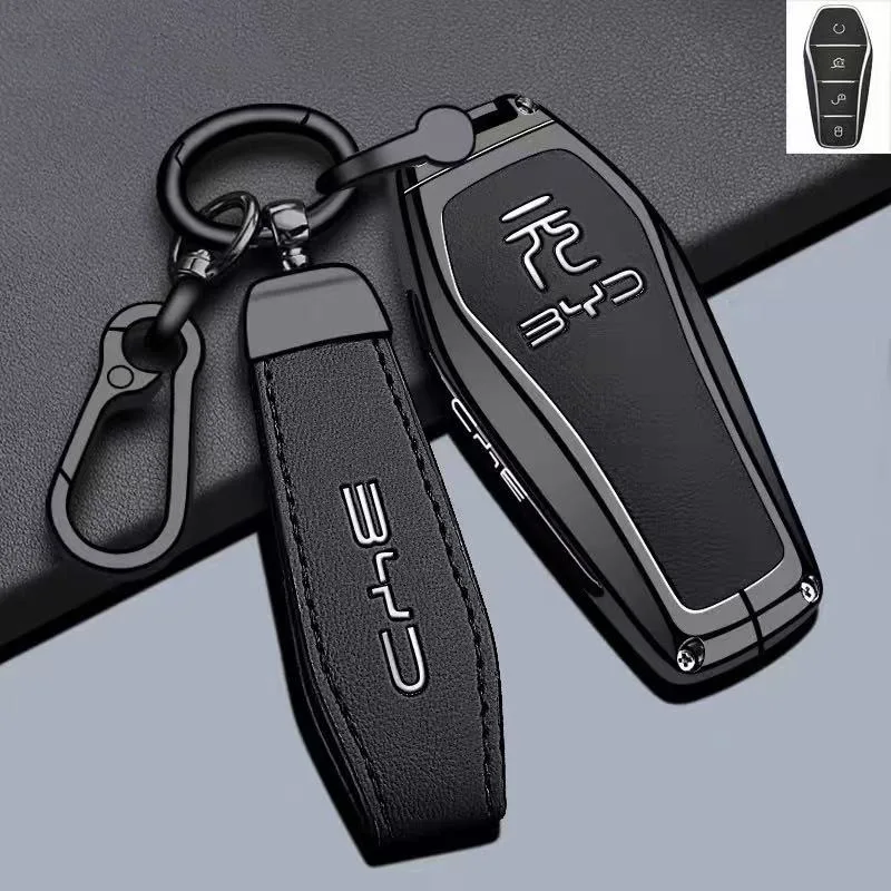Zinc Alloy Car Key Case Cover Chain Shell Protector Fob Holder for BYD Yuan Up ATTO 3 Yuan Plus ATTO 2 2026 Keybag Accessories