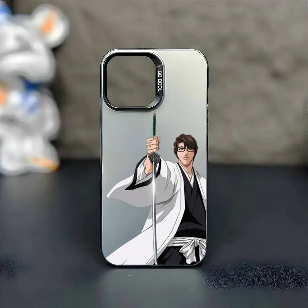 Etui na telefon Anime A-Aizen S-Sousuke do iPhone'a 17, 16, 15, 14, 13, 12, 11 Plus, Pro Max, czarne, matowe, odporne na wstrząsy.