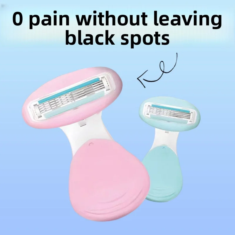 Women's Manual Razor Hair Removal Shaver for Armpit Bikini Line Legs with Built-in Soap for Smooth Painless Hair Trimming