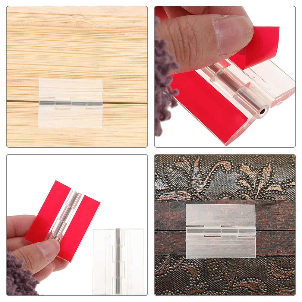 

5pcs Self Adhesive Hinges 45x34mm Steel Shaft Transparent Acrylic Mini Folding for Cabinets Boxes Furniture Parts Lightweight
