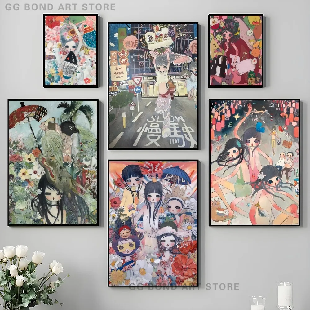 1PC  Aya Takano Anime Poster Kraft Poster Self-adhesive Art Waterproof Paper Sticker Coffee House Bar Room Wall Decor