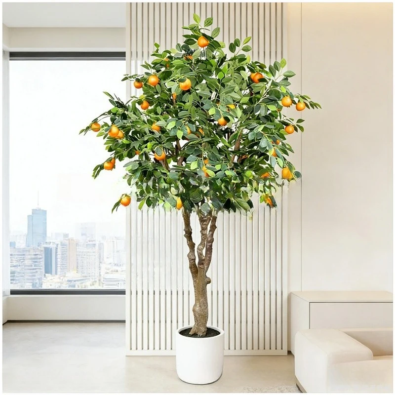 Simulated green plants, fake banyan trees, potted orange trees, decorative landscapes, hotel landscaping