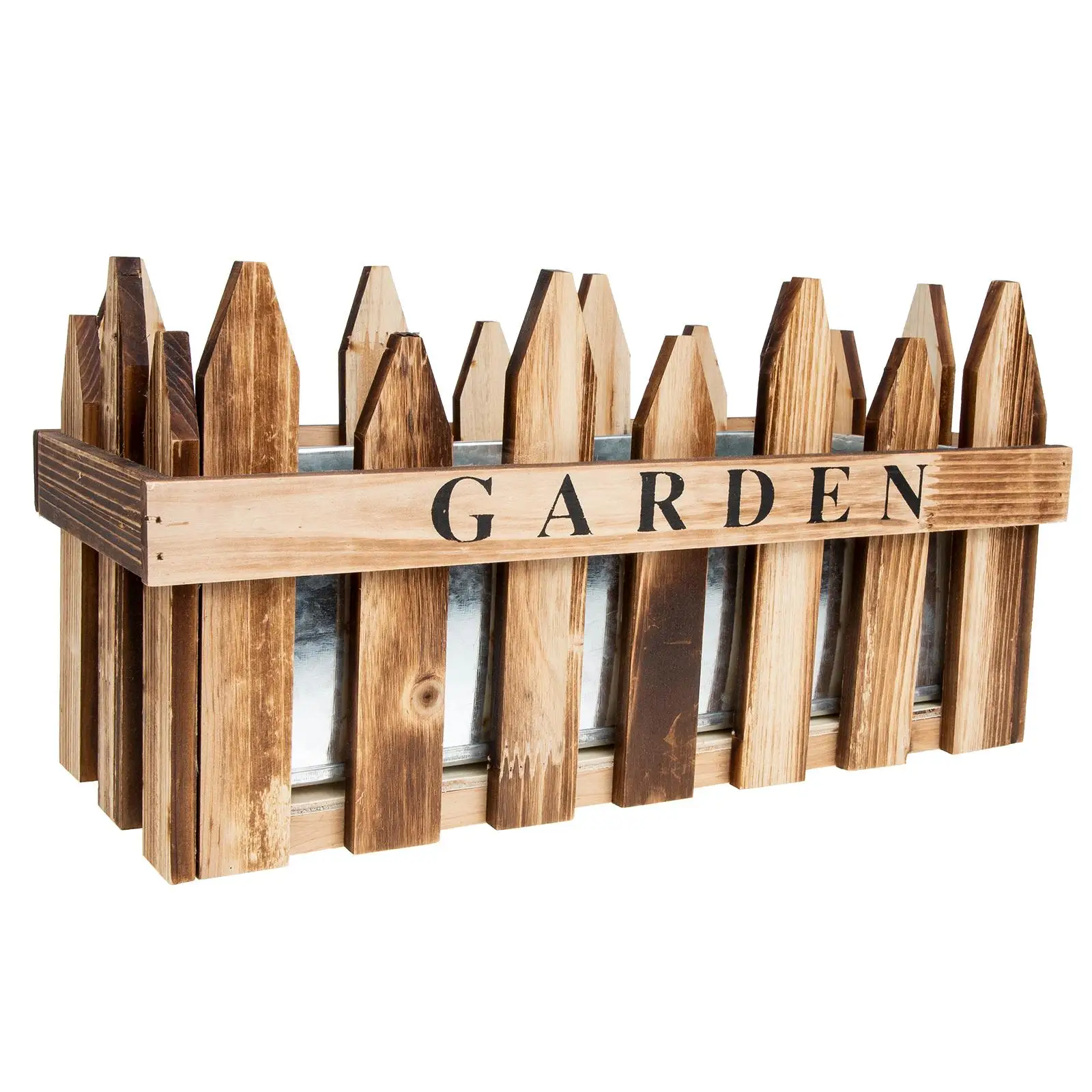 

Wooden Iron Flower Pot Nordic Style Decorative Fence Planter Sturdy Durable Home Office Balcony Courtyard Plant Container Rustic