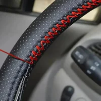 DIY Car Steering Wheel Cover Fiber Leather with Needle Braid on Steering Wheel SkidProof Car Styling Interior Accessorie 4
