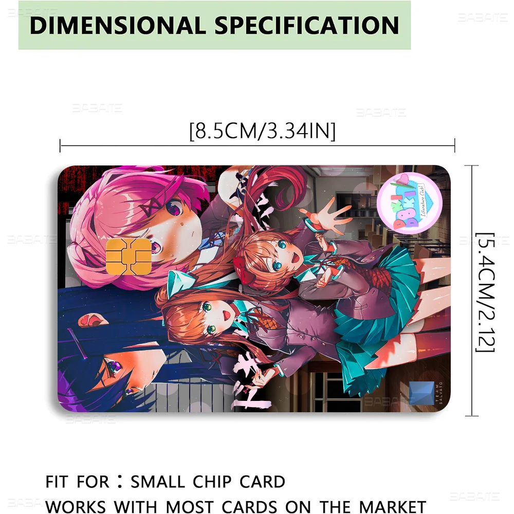 D-Doki L-Literature C-Club Credit Card Skin Stickers No Adhesive Residue Water Proof For VISA Credit Card Subway Access Card