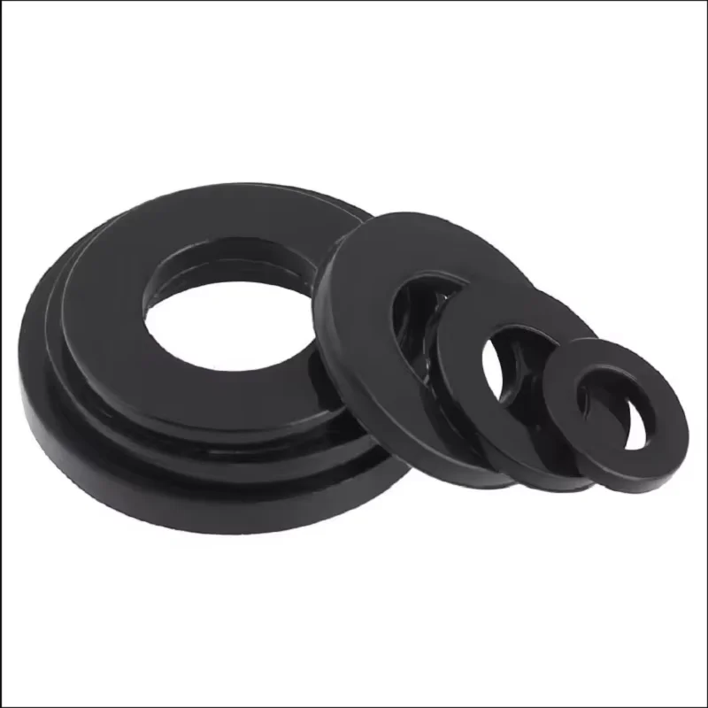 

800Pcs M16x30x3mm Nylon Plain Washer Black Plastic Insulation Flat Gasket