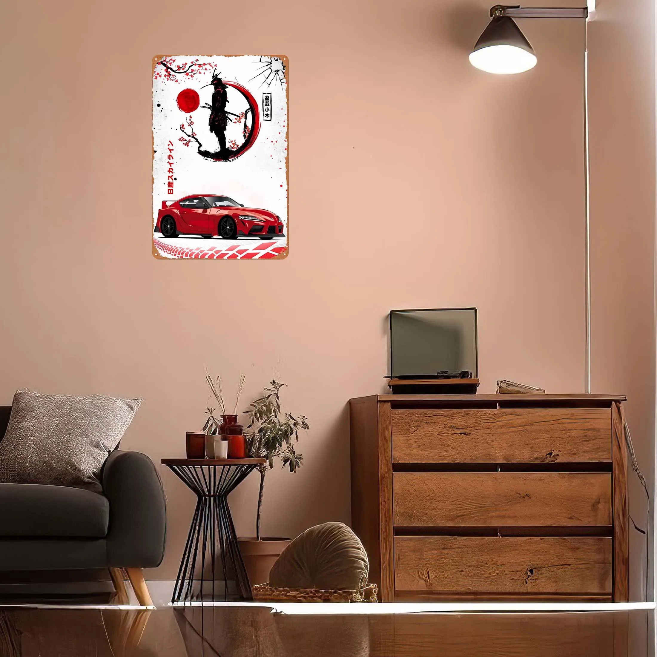 Toyota Supra MK4 Tin Sign Car Poster Wall Decor Living Room Decor Aesthetics Vintage Metal Sign Plaque for Wall Art Decoration