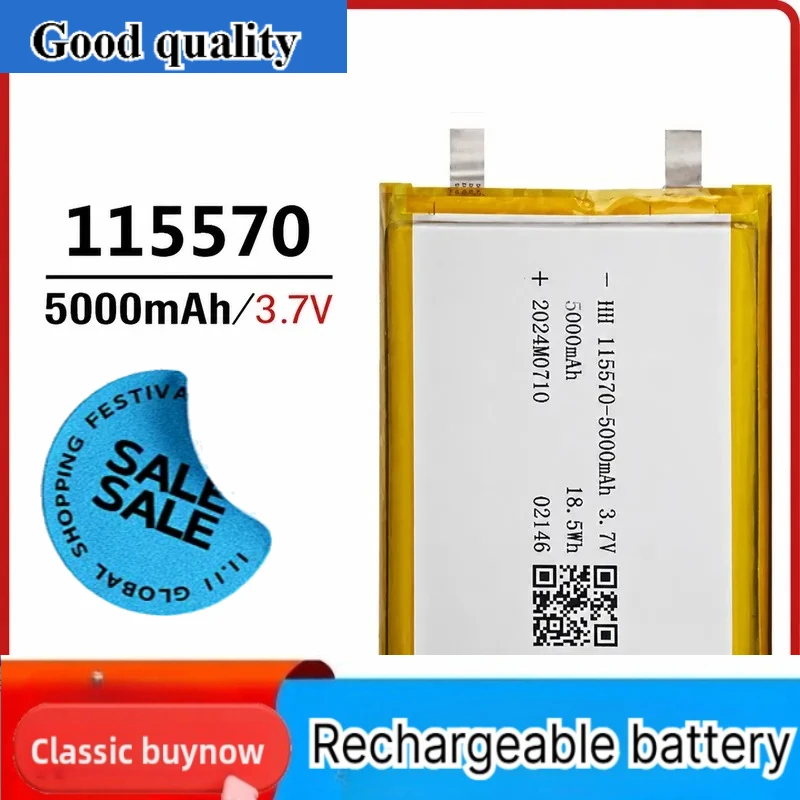 for Huahao HH115570 3.7V 5000mAh Polymer Lithium Battery Cell for Power Bank Hand Warmer Long Life Rechargeable Battery