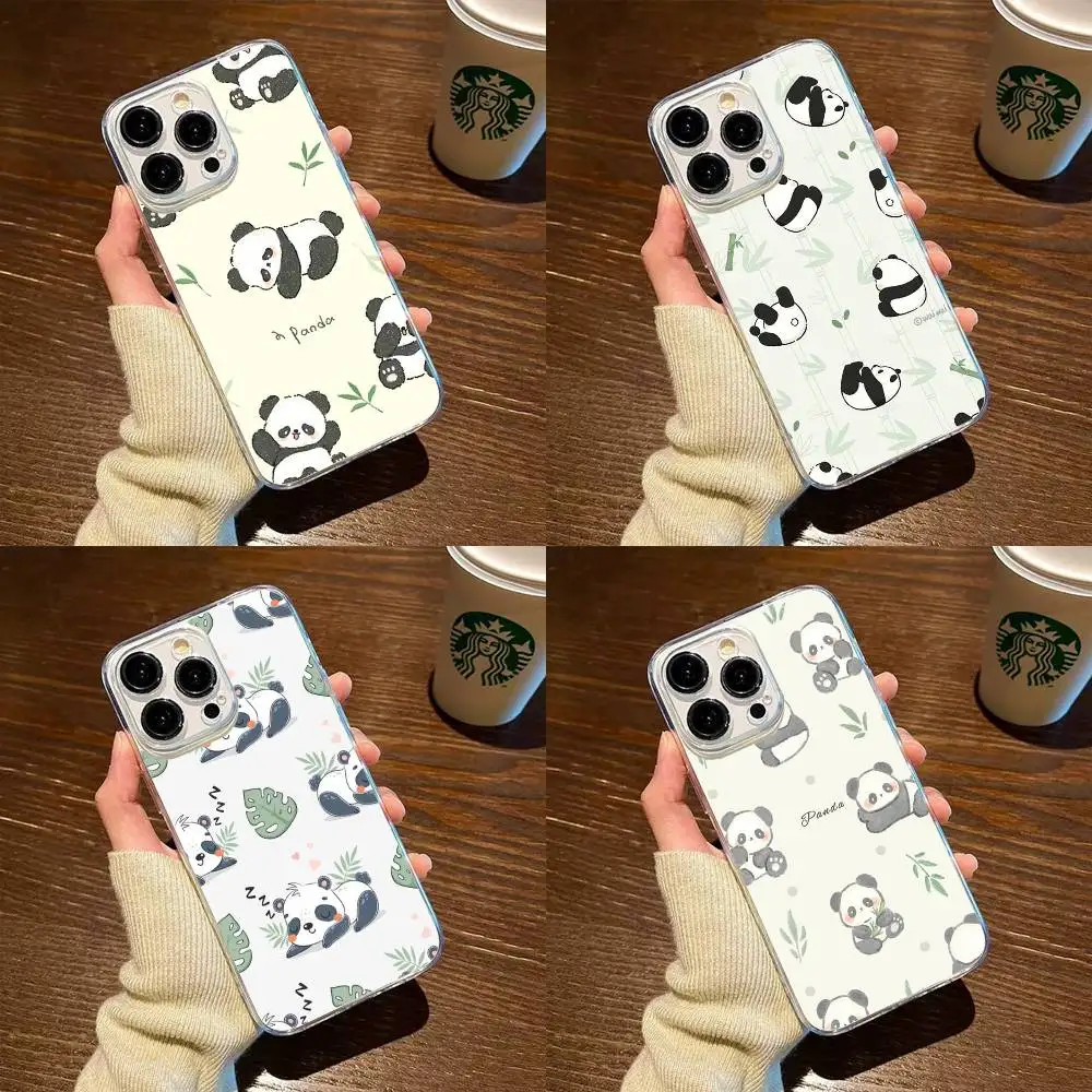 

Cute panda and green plant decoration Phone Case For iPhone17,16,15,14,13,12,11 Plus,Pro Max Soft Transparent Cover