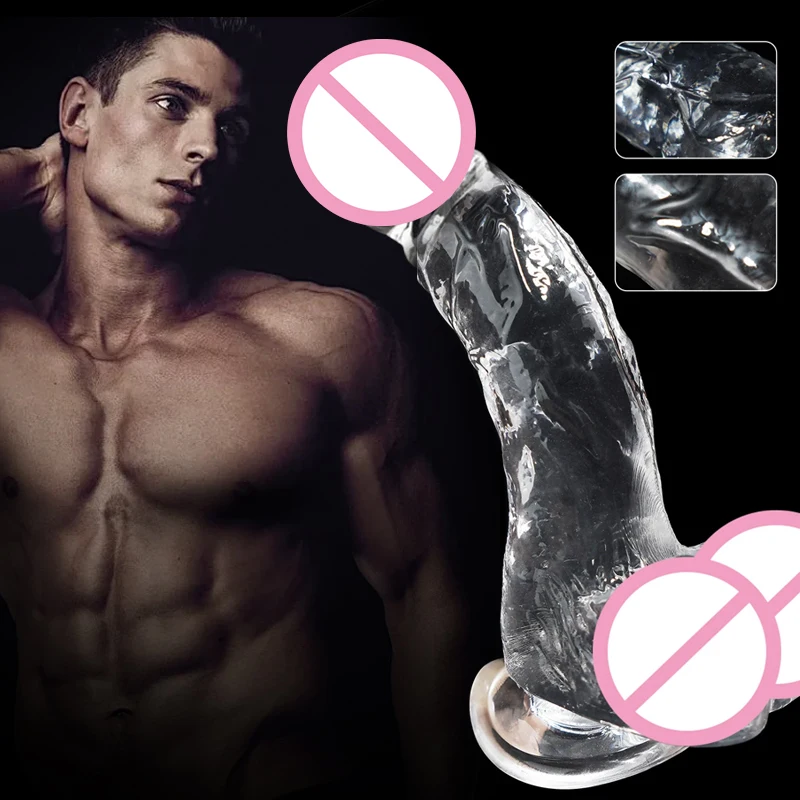 Transparent Crystal Dildo Soft Realistic Jelly Dildo Penis Suction Cup Vaginal G-spot Massage Butt Plug Anal Sex Toy