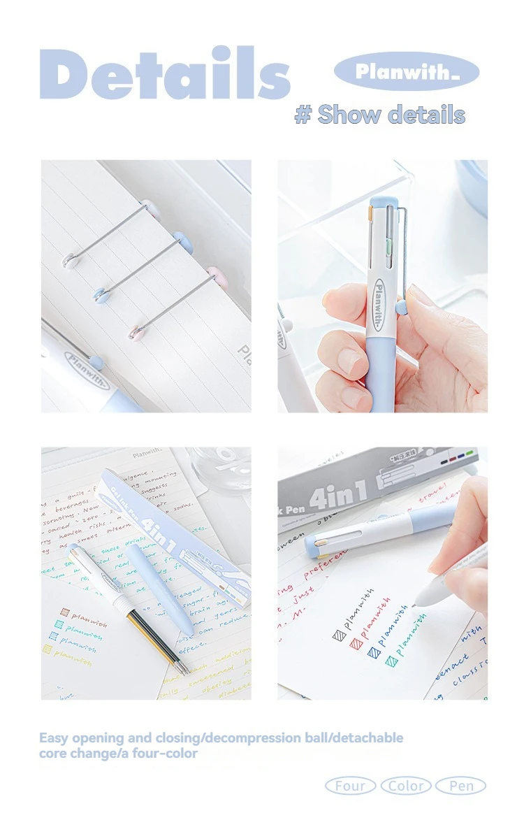 1 x Gelstift, mehrfarbiger Stift mit hohem ästhetischem Wert und mehreren Farben in einem, neutralem Stift, spezieller Markierungsstift für Notizen – Detail 16