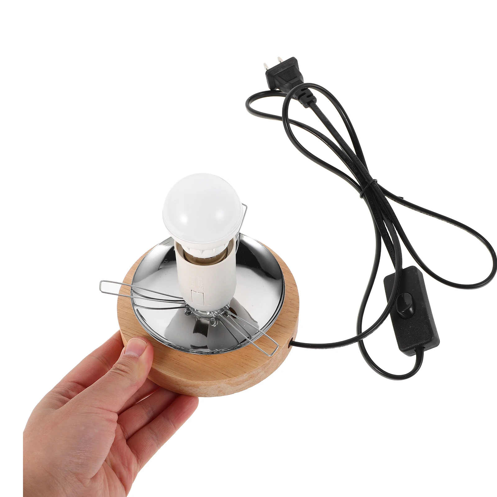 

Three Prong Circlip Lamp Holder E27 Screw Base Desk Essentials Wooden Counterweight Construction Versatile Compatibility
