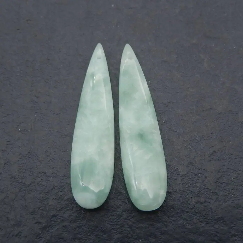 

Natural Amazonite Long Earrings Beads 41×9×4mm for DIY Jewelry Making Gemstone Accessory 4.1g