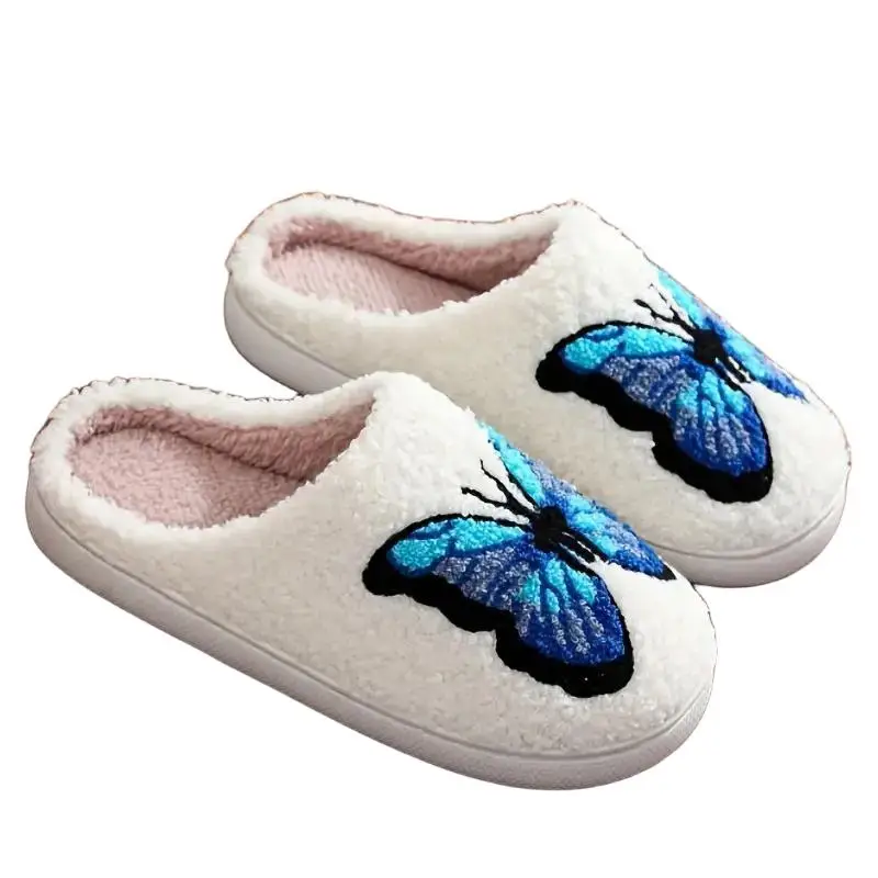SHAJI Unisex Flauschige Baumwoll-Hausschuhe mit Niedlicher Schleifenstickerei Weiche TPR-Antirutschsohlen für Herbst und Winter Haushaltskomfort – Detail 2